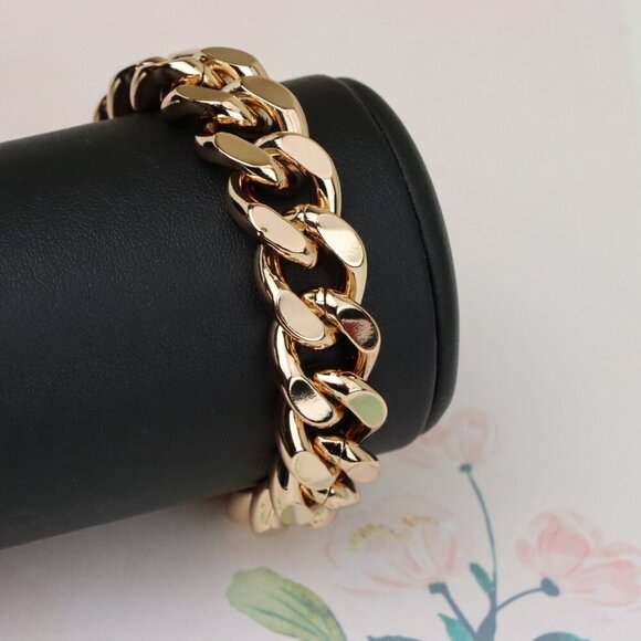 "Polished Rose Gold Chain Bracelet, Gold Plated, XPBL0888 - Picture 9 of 12